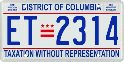 DC license plate ET2314