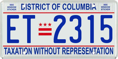 DC license plate ET2315