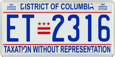 DC license plate ET2316