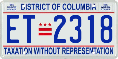DC license plate ET2318