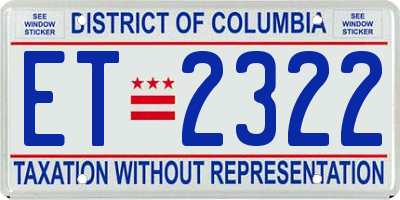 DC license plate ET2322