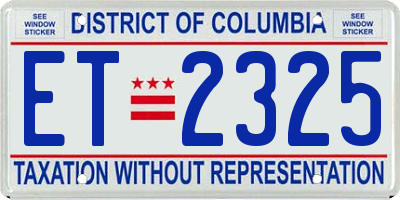 DC license plate ET2325