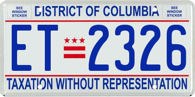 DC license plate ET2326