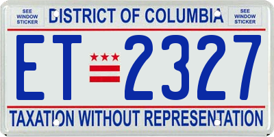 DC license plate ET2327
