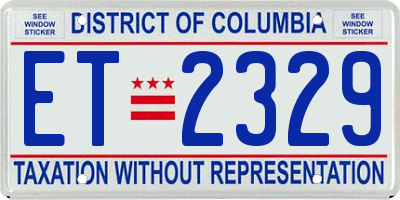DC license plate ET2329