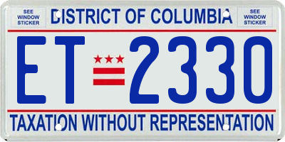DC license plate ET2330