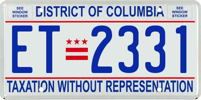 DC license plate ET2331