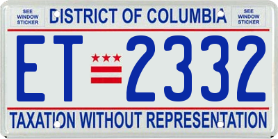 DC license plate ET2332