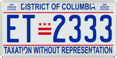 DC license plate ET2333