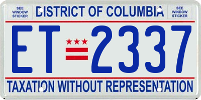 DC license plate ET2337