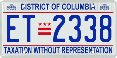 DC license plate ET2338