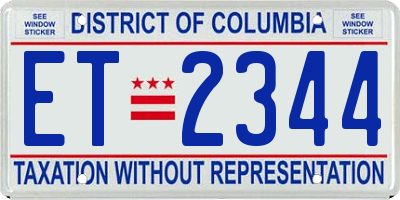 DC license plate ET2344