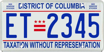 DC license plate ET2345