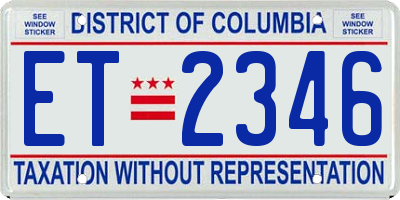 DC license plate ET2346