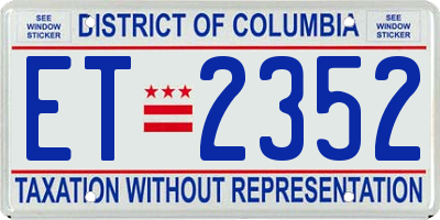 DC license plate ET2352
