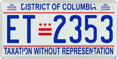 DC license plate ET2353