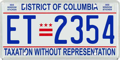 DC license plate ET2354