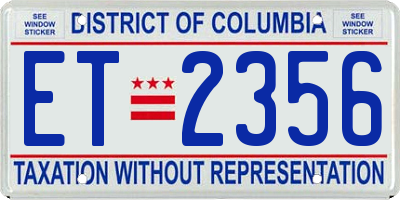 DC license plate ET2356