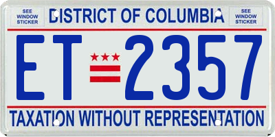 DC license plate ET2357