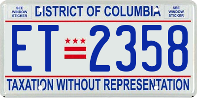 DC license plate ET2358