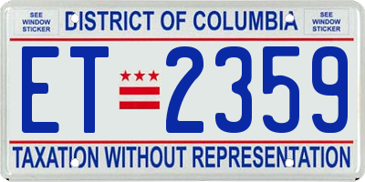 DC license plate ET2359