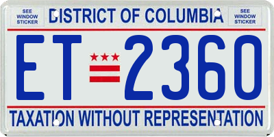 DC license plate ET2360
