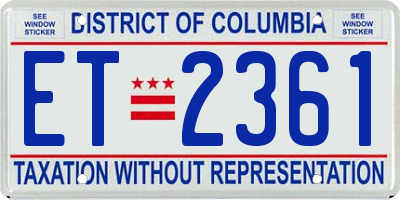 DC license plate ET2361