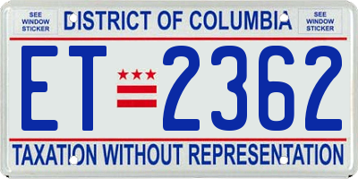 DC license plate ET2362