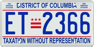 DC license plate ET2366