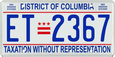 DC license plate ET2367