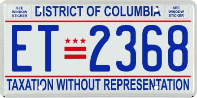 DC license plate ET2368