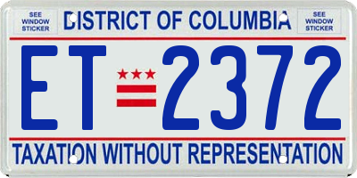DC license plate ET2372