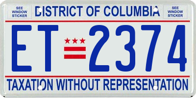 DC license plate ET2374