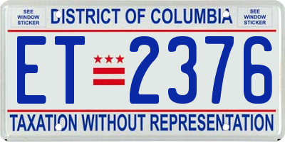 DC license plate ET2376