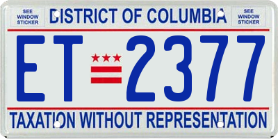 DC license plate ET2377