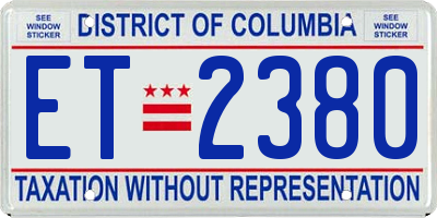 DC license plate ET2380