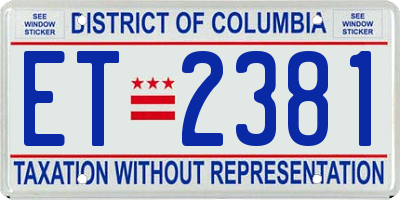 DC license plate ET2381
