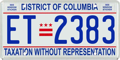 DC license plate ET2383