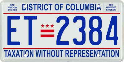 DC license plate ET2384