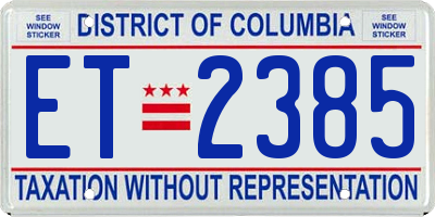 DC license plate ET2385