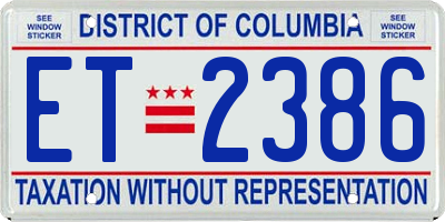 DC license plate ET2386