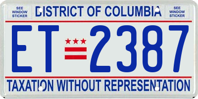 DC license plate ET2387