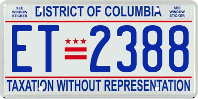 DC license plate ET2388