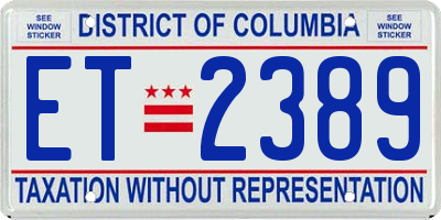 DC license plate ET2389