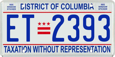 DC license plate ET2393