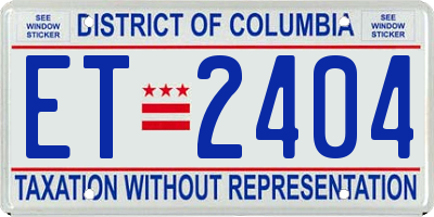 DC license plate ET2404