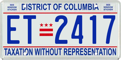 DC license plate ET2417
