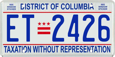 DC license plate ET2426