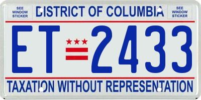DC license plate ET2433