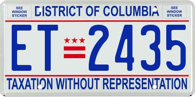 DC license plate ET2435